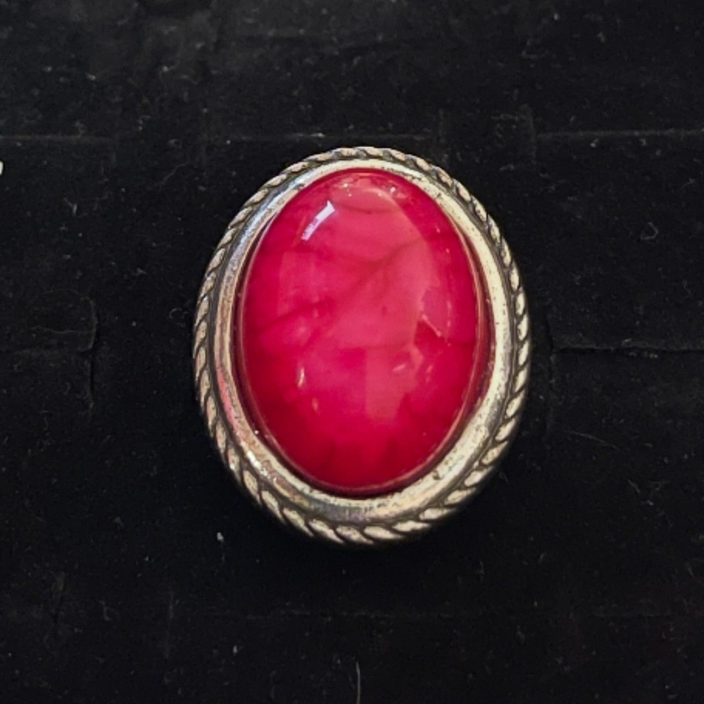 Pink and Silver Vintage Ring Size 8-8.5